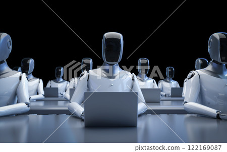 Automation worker concept with ai assistant robot working 122169087