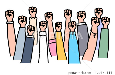 集體舉起拳頭 122169111