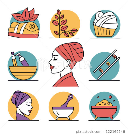 Beauty spa symbol, vector illustration, collection of different shapes 122169246