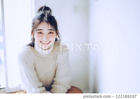 穿著針織衫的美女“AI生成圖像” 122169287