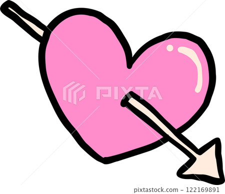Valentine one Heart with arrow Hand Drawn Outline Valentine one Heart with arrow Hand Drawn Outline 122169891