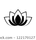 Lotus or harmony icon. Flower symbol. Lily sign. 122170127