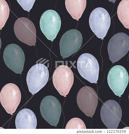 Seamless pattern Watercolor balloons 122170359
