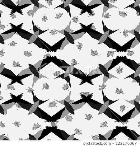 Bird seamless pattern. Background with cute hand drawn bird doodles. Black on white vector . Vector illustration Bird seamless pattern. Background with cute hand drawn bird doodles. Black on white vector . Vector illustration 122170367