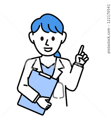 A female doctor in a white coat explaining A female doctor in a white coat explaining 122170541