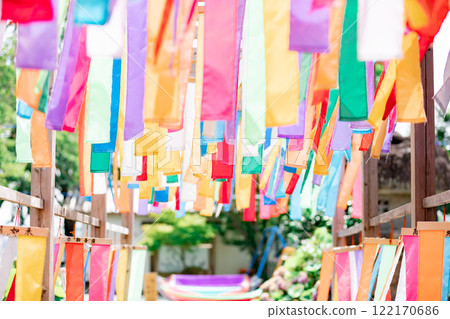 吉祥寺色彩繽紛的如來旗幟 吉祥寺色彩繽紛的如來旗幟 122170686