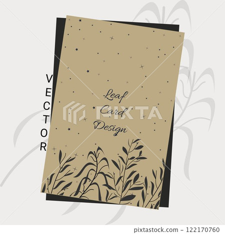 Plant leaves with star elements card vertical vector art design. 122170760
