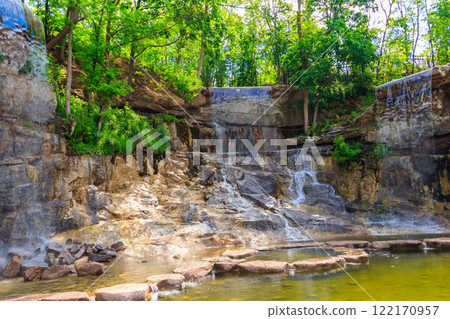Beautiful waterfall in Sofiyivka park in Uman, Ukraine Beautiful waterfall in Sofiyivka park in Uman, Ukraine 122170957