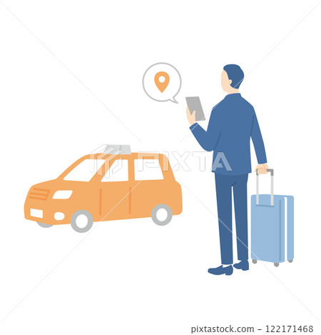 商人用智慧型手機叫計程車 商人用智慧型手機叫計程車 122171468