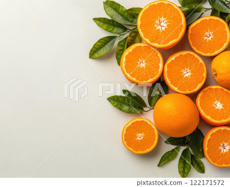 Citrus fruit including lemons, limes, grapefruits, oranges, tangerines isolated background, top view 122171572