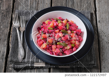 Rosolli, Finnish Christmas festive salad in a bowl Rosolli, Finnish Christmas festive salad in a bowl 122172497