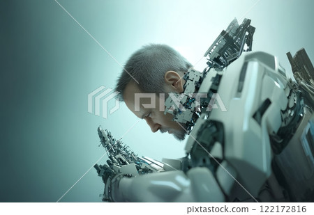 A man attempting to destroy modern technology and prevent the rise of robots and artificial intelligence. Generated image 122172816