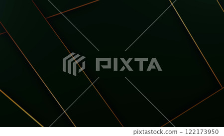 Golden luxury shiny lines on dark green elegant background. Modern business blank shapes screensaver. Minimal motion premium backdrop. Striped royal geometric luxurious design. 122173950