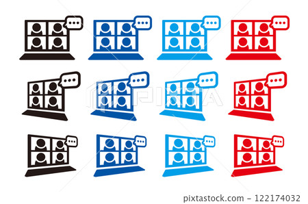 Remote meeting icon, set of 8 Remote meeting icon, set of 8 122174032