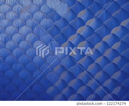 Image material of Japanese paper texture: circular pattern, blue 122174274