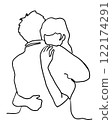 Line drawing illustration of a man and woman hugging each other 1 122174291