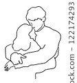 Line drawing illustration of a man and woman hugging each other 3 122174293