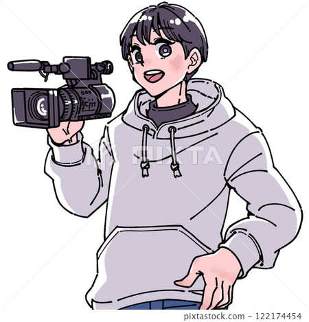 一個拿著相機的男人的插圖 122174454