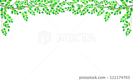 Refreshing new green leaf background frame material 122174703