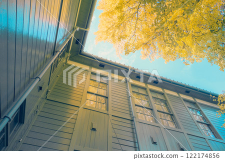 [Agatanomamori Park] Ginkgo trees and retro buildings [Former Matsumoto High School] 122174856