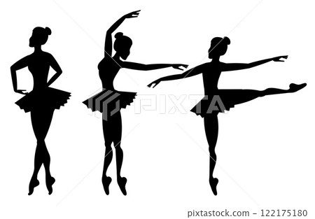 Vector people. Ballet dancers icon. Silhouette of a ballerina. Beautiful ballerina dances classical ballet.  Vector illustration isolated 122175180