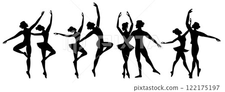 Vector people. Ballet couple. Ballet dancers icon. Dancing couple silhouette set. A man and a woman are dancing ballet.Vector illustration isolated Vector people. Ballet couple. Ballet dancers icon. Dancing couple silhouette set. A man and a woman are dancing ballet.Vector illustration isolated 122175197