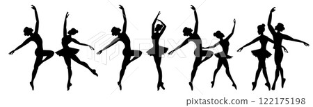 Vector people. Ballet couple. Ballet dancers icon. Dancing couple silhouette set. A man and a woman dance classical ballet. Vector illustration isolated Vector people. Ballet couple. Ballet dancers icon. Dancing couple silhouette set. A man and a woman dance classical ballet. Vector illustration isolated 122175198