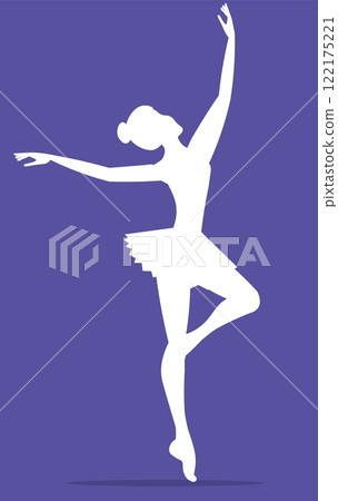 Vector people. Ballet dancers icon. White silhouette of a ballerina. A graceful ballerina dances ballet. Vector illustration isolated Vector people. Ballet dancers icon. White silhouette of a ballerina. A graceful ballerina dances ballet. Vector illustration isolated 122175221