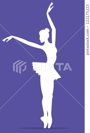 Vector people. Ballet dancers icon. White silhouette of a ballerina. A cute ballerina dances classical ballet. Vector illustration isolated 122175223