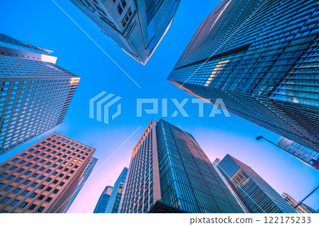 Tokyo cityscape in Japan, January. A view of office buildings including the Otemachi Nomura Building at the "Otemachi Station" intersection = 18th 122175233