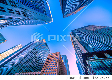 Tokyo cityscape in Japan, January. A view of office buildings including the Otemachi Nomura Building at the "Otemachi Station" intersection = 18th 122175235