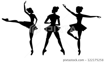 Vector people. Ballet dancers icon. Silhouette of a ballerina. A young ballerina dances ballet. Vector illustration isolated Vector people. Ballet dancers icon. Silhouette of a ballerina. A young ballerina dances ballet. Vector illustration isolated 122175258