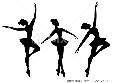 Vector people. Ballet dancers icon. Silhouette of a ballerina. Young ballerina dances classical ballet. Vector illustration isolated Vector people. Ballet dancers icon. Silhouette of a ballerina. Young ballerina dances classical ballet. Vector illustration isolated 122175259