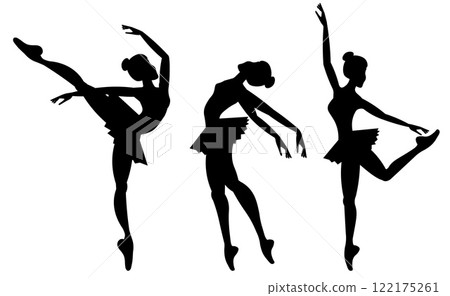 Vector people. Ballet dancers icon. Silhouette of a ballerina. Cute ballerinas dance ballet.Vector illustration isolated 122175261