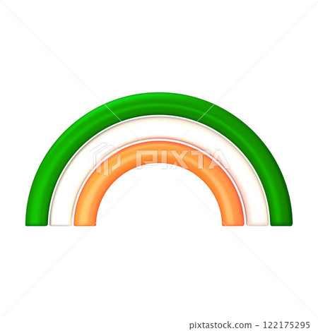 3D Rainbow in colors of Irish flag. Decorative element for St. Patricks Day. Vector 3D realistic illustration isolated on white background. 122175295