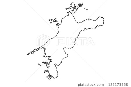 Realistic map of Ehime (line drawing) 122175368