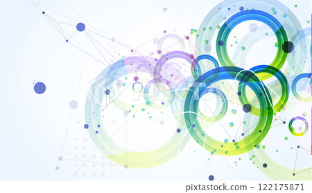 Abstract background with gradient circles. Scientific, futuristic theme with plexus effect. 122175871