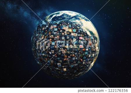 Planet covered by social media feeds 122176356