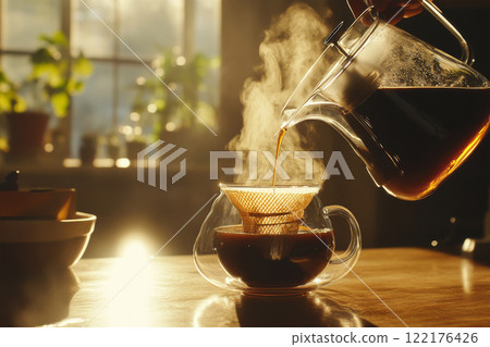 Close up of brewing drip filter coffee 122176426