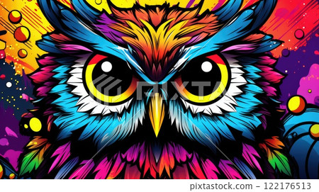 colorful owl animal portrait illustration 122176513