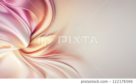 Soft, flowing silk fabric in pastel shades creates an elegant backdrop. The gentle curves and smooth texture evoke a sense of tranquility and sophistication. 122176566