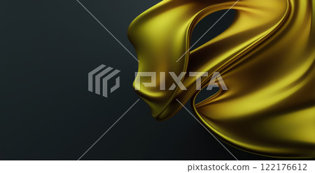 Curved golden shape emerges from an abstract background, showcasing fluidity and elegance. The interplay of colors creates a modern artistic expression. Curved golden shape emerges from an abstract background, showcasing fluidity and elegance. The interplay of colors creates a modern artistic expression. 122176612