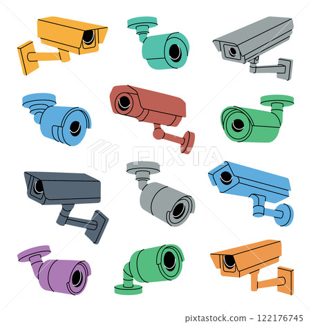 Security cameras. Safety home protection system. Vector illustration. 122176745
