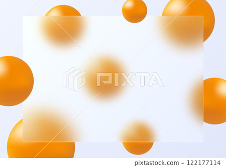 Glass morphism banner template. Plastic rectangle made of transparent plastic with blur effect. Spheres morphism abstract art. Glass morphism banner template. Plastic rectangle made of transparent plastic with blur effect. Spheres morphism abstract art. 122177114