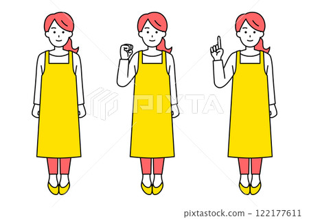 Pose set of a woman in an apron (full body) 122177611