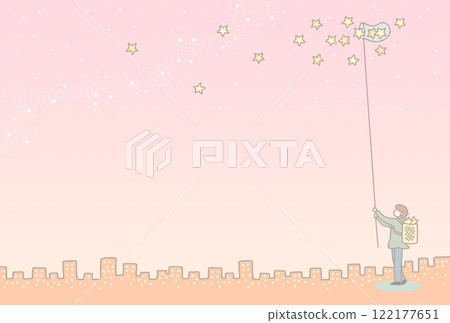 Illustrations for postcards and message cards - Man, Twinkle Twinkle Little Star, Collector, Dusk, Sunset 122177651