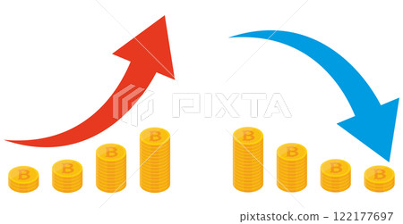 Virtual currency, crypto assets, bitcoin, increase, decrease, illustration Virtual currency, crypto assets, bitcoin, increase, decrease, illustration 122177697