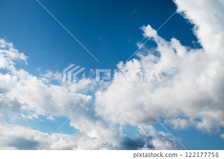 Blue sky with white clouds on a sunny day. 122177758
