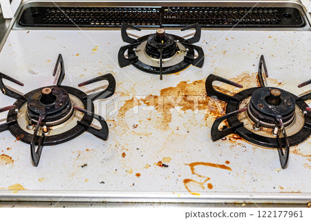Dirty kitchen gas stove Dirty kitchen gas stove 122177961