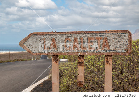 Direciton sign La Caleta, Lanzarote, Spain Direciton sign La Caleta, Lanzarote, Spain 122178056